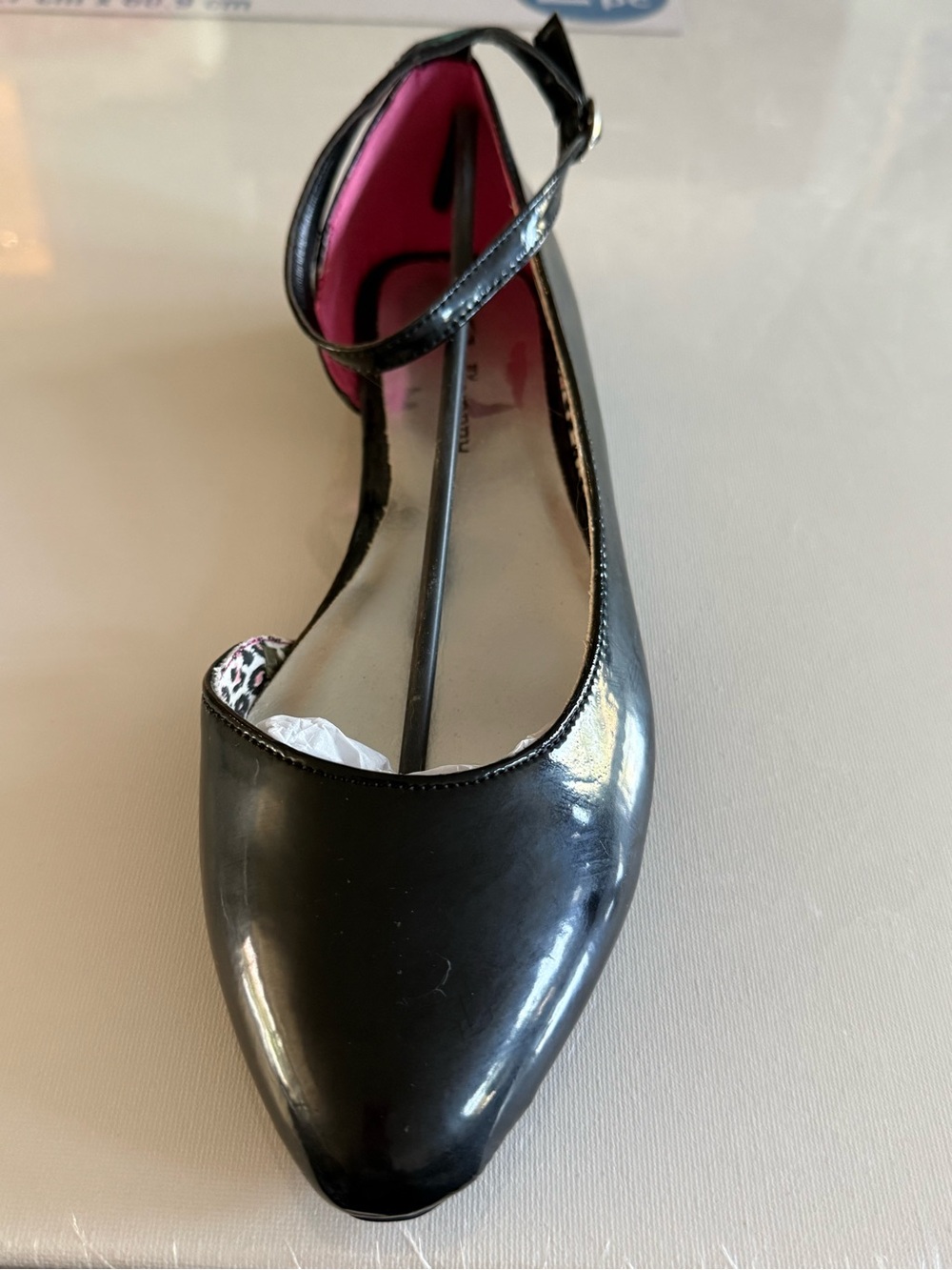 AMPUTEE-ONE LEFT SHOE- CL by Chinese Laundry Black Patent Ankle-Strap Flat